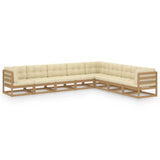 NNEVL 8 Piece Garden Lounge Set & Cushions Honey Brown Solid Pinewood