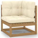 NNEVL 10 Piece Garden Lounge Set&Cushions Honey Brown Solid Pinewood