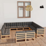 NNEVL 12 Piece Garden Lounge Set with Cushions Solid Pinewood