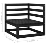 NNEVL 9 Piece Garden Lounge Set with Cushions Black Solid Pinewood