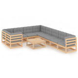 NNEVL 10 Piece Garden Lounge Set with Cushions Solid Pinewood
