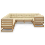 NNEVL 10 Piece Garden Lounge Set&Cushions Honey Brown Solid Pinewood