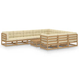 NNEVL 11 Piece Garden Lounge Set&Cushions Honey Brown Solid Pinewood