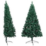 NNEVL Artificial Half Christmas Tree with LED&Stand Green 120 cm PVC