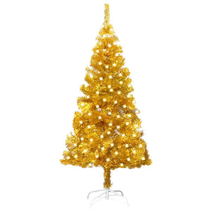NNEVL Artificial Christmas Tree with LEDs&Stand Gold 120 cm PET