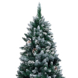 NNEVL Artificial Christmas Tree LEDs&Pine Cones&White Snow 150 cm