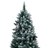 NNEVL Artificial Christmas Tree LEDs&Pine Cones&White Snow 180 cm
