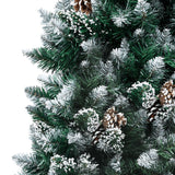 NNEVL Artificial Christmas Tree LEDs&Pine Cones&White Snow 210 cm