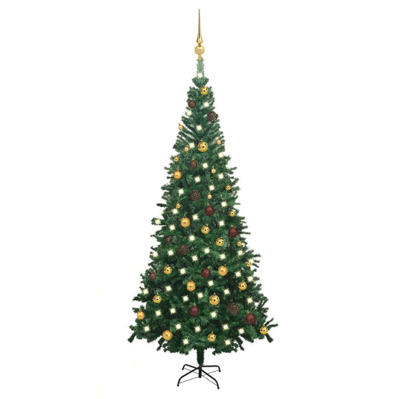 NNEVL Artificial Christmas Tree with LEDs&Ball Set L 240 cm Green