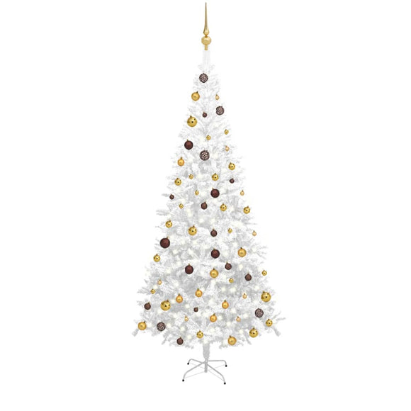 NNEVL Artificial Christmas Tree with LEDs&Ball Set L 240 cm White