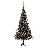 NNEVL Artificial Christmas Tree with LEDs&Ball Set Black 210 cm PVC