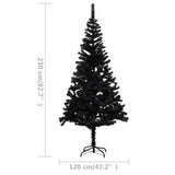 NNEVL Artificial Christmas Tree with LEDs&Ball Set Black 210 cm PVC