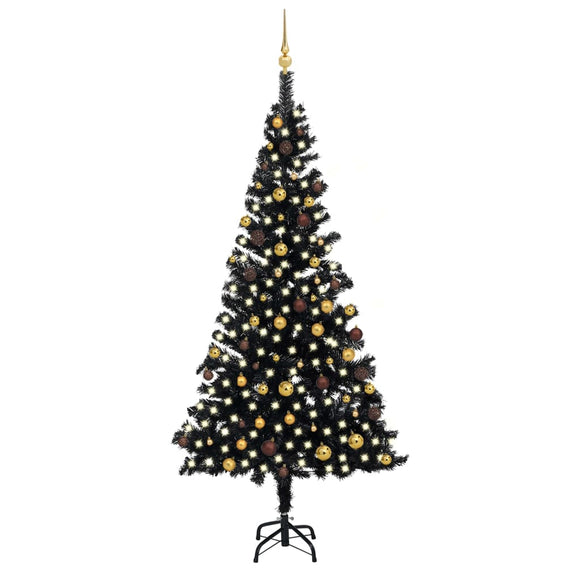 NNEVL Artificial Christmas Tree with LEDs&Ball Set Black 240 cm PVC