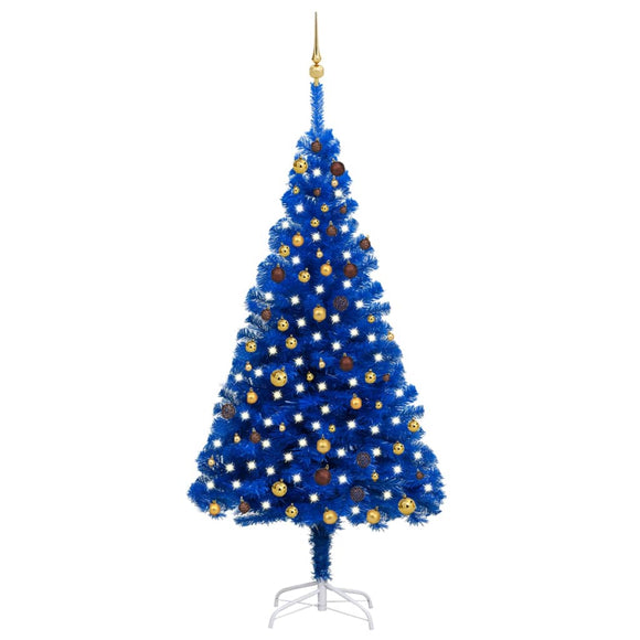 NNEVL Artificial Christmas Tree with LEDs&Ball Set Blue 210 cm PVC