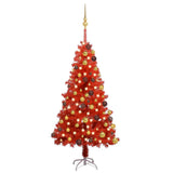 NNEVL Artificial Christmas Tree with LEDs&Ball Set Red 120 cm PVC