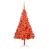 NNEVL Artificial Christmas Tree with LEDs&Ball Set Red 210 cm PVC