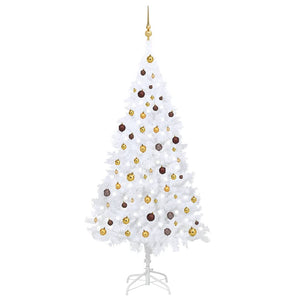 NNEVL Artificial Christmas Tree with LEDs&Ball Set White 210 cm PVC