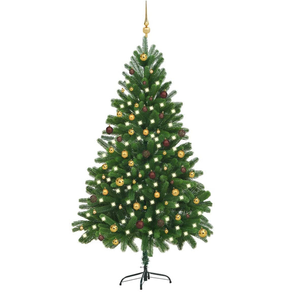 NNEVL Artificial Christmas Tree with LEDs&Ball Set 210 cm Green