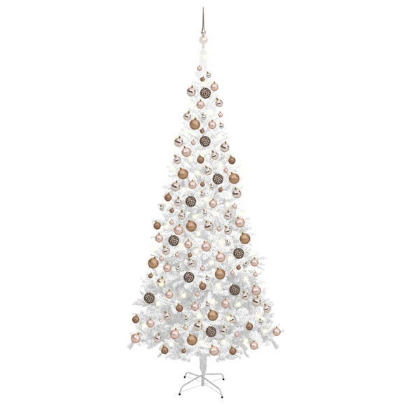 NNEVL Artificial Pre-lit Christmas Tree with Ball Set L 240 cm White