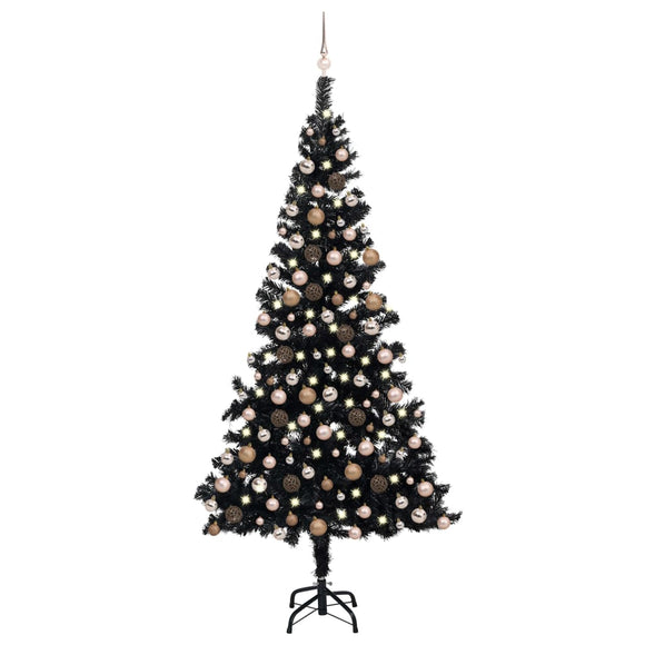 NNEVL Artificial Christmas Tree with LEDs&Ball Set Black 240 cm PVC