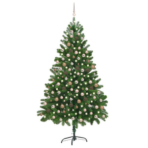 NNEVL Artificial Christmas Tree with LEDs&Ball Set 210 cm Green