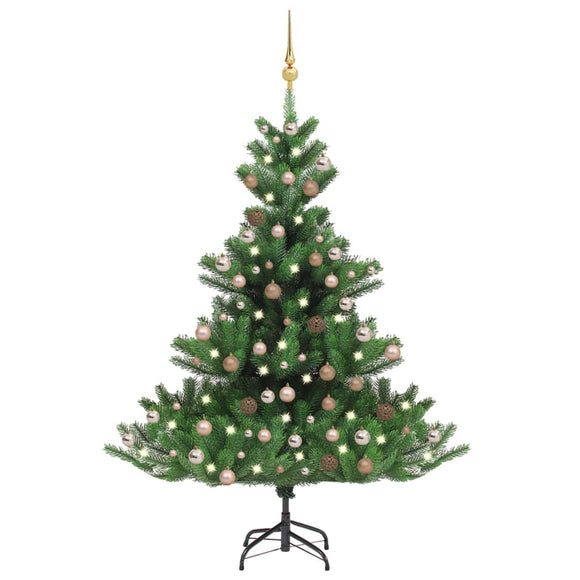 NNEVL Nordmann Fir Artificial Christmas Tree LED&Ball Set Green 240cm