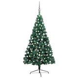 NNEVL Artificial Half Christmas Tree with LEDs&Ball Set Green 210 cm