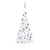 NNEVL Artificial Half Christmas Tree with LEDs&Ball Set White 210 cm