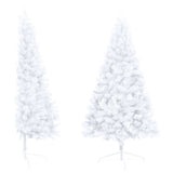 NNEVL Artificial Half Christmas Tree with LEDs&Ball Set White 210 cm