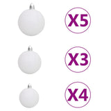NNEVL Artificial Half Christmas Tree with LEDs&Ball Set White 210 cm