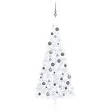 NNEVL Artificial Half Christmas Tree with LEDs&Ball Set White 240 cm
