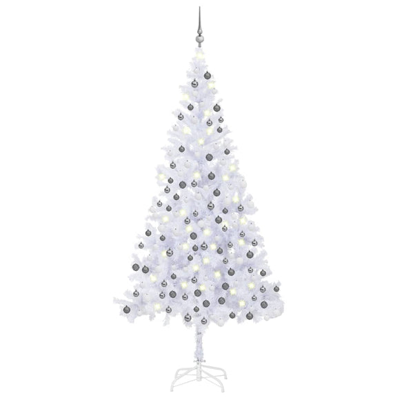 NNEVL Artificial Christmas Tree with LEDs&Ball Set L 240 cm White