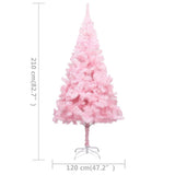 NNEVL Artificial Christmas Tree with LEDs&Ball Set Pink 210 cm PVC