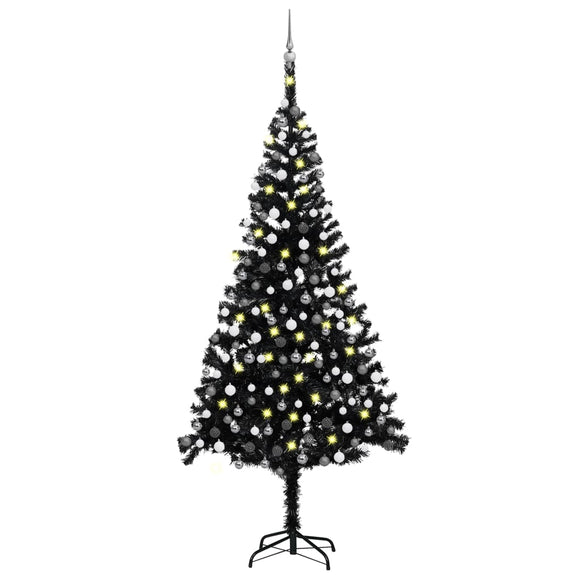 NNEVL Artificial Christmas Tree with LEDs&Ball Set Black 240 cm PVC