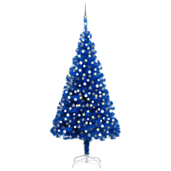 NNEVL Artificial Christmas Tree with LEDs&Ball Set Blue 240 cm PVC