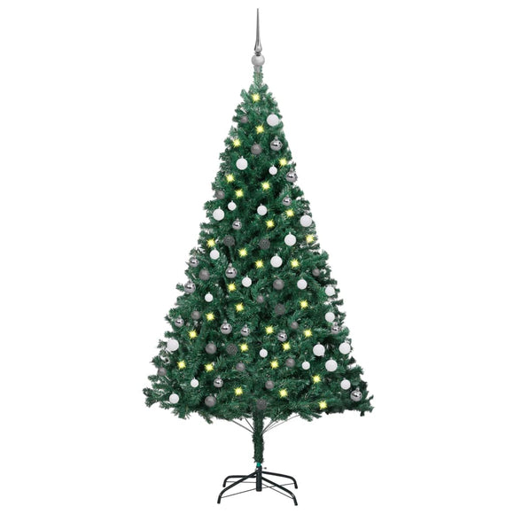 NNEVL Artificial Pre-lit Christmas Tree with Ball Set Green 180 cm PVC