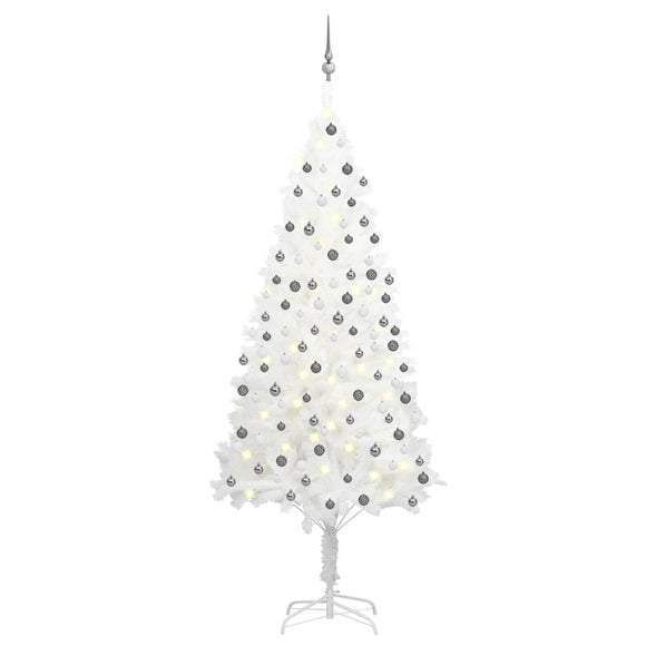 NNEVL Artificial Christmas Tree with LEDs&Ball Set White 210 cm