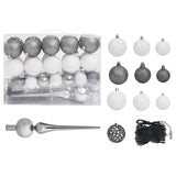 NNEVL Nordmann Fir Artificial Christmas Tree LED&Ball Set Green 180cm
