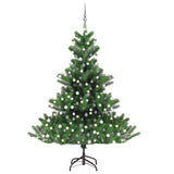 NNEVL Nordmann Fir Artificial Christmas Tree LED&Ball Set Green 210cm
