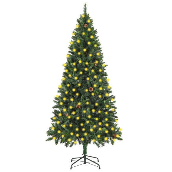 NNEVL Artificial Christmas Tree with LEDs&Pine Cones Green 210 cm