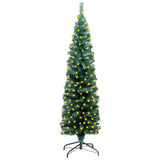 NNEVL Slim Artificial Christmas Tree with LEDs&Stand Green 120 cm PVC