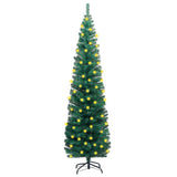 NNEVL Slim Artificial Christmas Tree with LEDs&Stand Green 180cm PVC