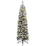 NNEVL Slim Christmas Tree with LEDs&Flocked Snow Green 120 cm PVC