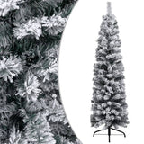 NNEVL Slim Christmas Tree with LEDs&Flocked Snow Green 120 cm PVC