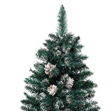 NNEVL Slim Christmas Tree with LEDs&Real Wood&White Snow Green 210 cm