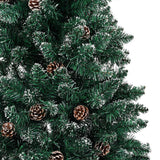 NNEVL Slim Christmas Tree with LEDs&Real Wood&White Snow Green 210 cm