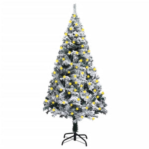 NNEVL Artificial Christmas Tree with LEDs&Flocked Snow Green 180 cm
