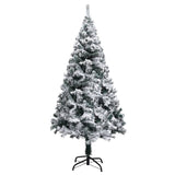 NNEVL Artificial Christmas Tree with LEDs&Flocked Snow Green 210 cm