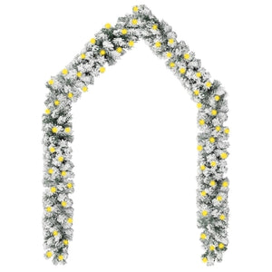 NNEVL Christmas Garland with LEDs&Flocked Snow Green 5 m PVC