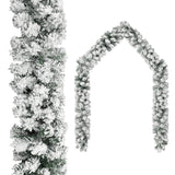 NNEVL Christmas Garland with LEDs&Flocked Snow Green 5 m PVC